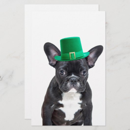 Papeterie Belle Chien de taureau français avec la Saint-Patr (Devant / Derrière)