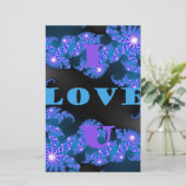 Papeterie Belle Galactique Blue Love Texte Motif Design, (Debout devant)