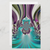 Papeterie Belle impression Angélique Purple et Cyan Abstrait (Devant / Derrière)