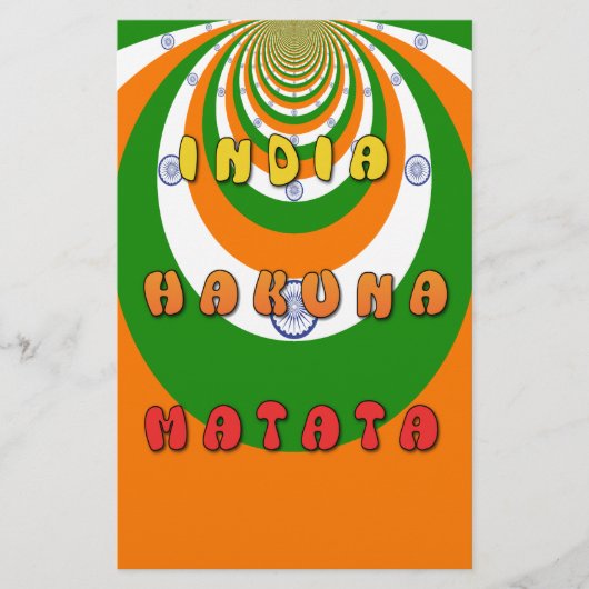 Papeterie Belle Inde couleurs drapeau national Hakuna Matata (Devant)