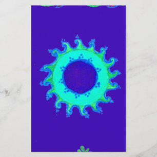 Papeterie Belle Iridescente Blue Floral Art peinture à l'hui