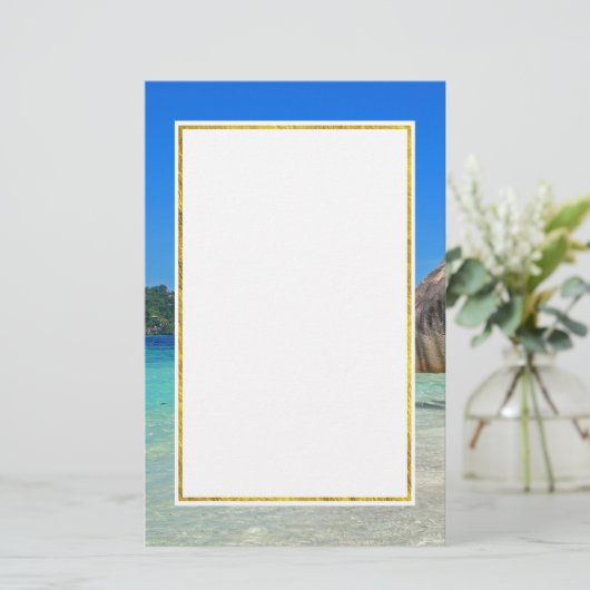 Papeterie Belle mer tropicale avec une plage rocheuse (Debout devant)