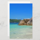 Papeterie Belle mer tropicale avec une plage rocheuse (Devant / Derrière)