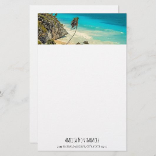 Papeterie Belle plage de sable Paradis tropical (Devant / Derrière)