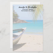Papeterie Belle plage tropicale avec un Mariage en bateau (Devant / Derrière)