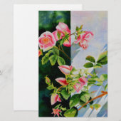 Papeterie Belle rose rose rouge roses blanc aquarelle floral (Devant / Derrière)