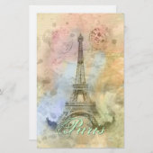 Papeterie Belle tour Eiffel vintage à la mode (Devant / Derrière)