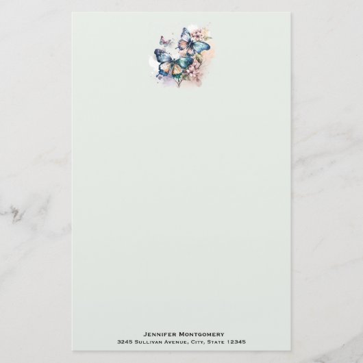 Papeterie Belles papillons et fleurs (Devant)