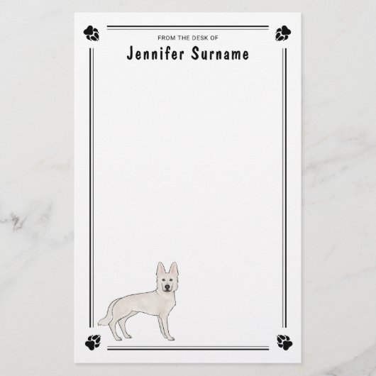 Papeterie Berger Suisse blanc GSD mignon chien avec texte (Devant)