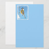 Papeterie Bickadee sur la peinture d'alimentation - Oiseaux (Devant / Derrière)