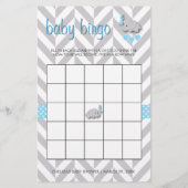 Papeterie Bingo de Baby shower bleu et gris doux (Dos)