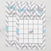 Papeterie Bingo de Baby shower bleu et gris doux (Devant / Derrière)