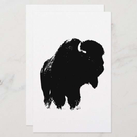Papeterie Bison de bison noir et blanc Pop Art (Devant / Derrière)