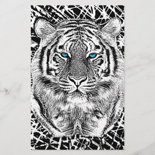 Papeterie Black and White Blue Eyes sauvage Tiger visage (Devant)