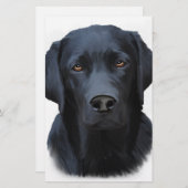 Papeterie Black Labrador Dog Water Couleur Art Peinture (Devant / Derrière)