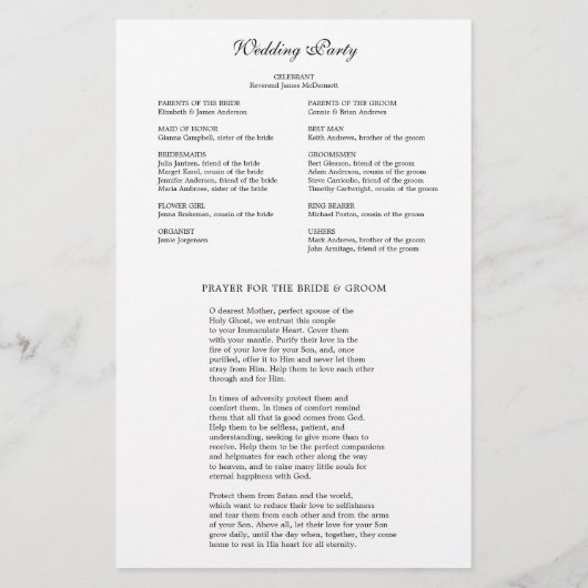 Papeterie Black & White Elegant Catholic Wedding Program (Dos)
