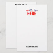 PAPETERIE BLANC PERSONNALISABLE MODERNE DE MARQUE VÉRIFIÉE E (Devant / Derrière)