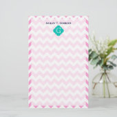Papeterie Blanc rose Chevron Zigzag Turquoise Quatrefoil Mon (Debout devant)