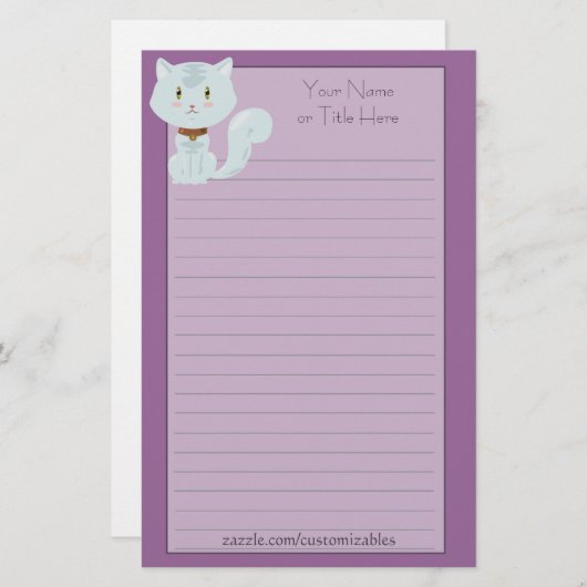 Papeterie blanche de chat (Devant / Derrière)