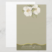 Papeterie blanche élégante de coutume de magnolias (Devant / Derrière)