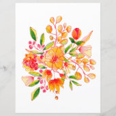 Papeterie blanche florale aquarelle rose orange (Dos)