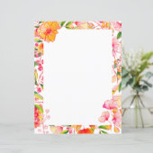 Papeterie blanche florale aquarelle rose orange (Debout devant)