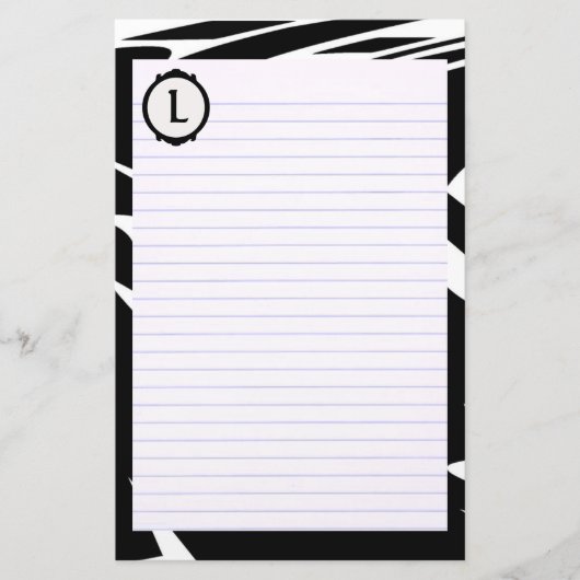 Papeterie blanche noire avec le monogramme (Devant)