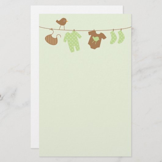 Papeterie Blanchisserie de bébé (vert) (Devant / Derrière)