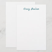 Papeterie Bleu Blanc Votre Nom Unique Spécial Minimaliste (Devant / Derrière)