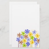 Papeterie Bleu bleu jaune brun simple fleurs dessin (Devant / Derrière)