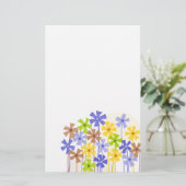 Papeterie Bleu bleu jaune brun simple fleurs dessin (Debout devant)