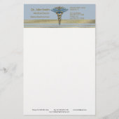 Papeterie Bleu clair Caduceus Faux Gold Foil rayures Médical (Devant)