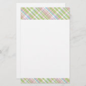 Papeterie Bleu clair Vert Doux Clouet rose Plaid Motif (Devant / Derrière)