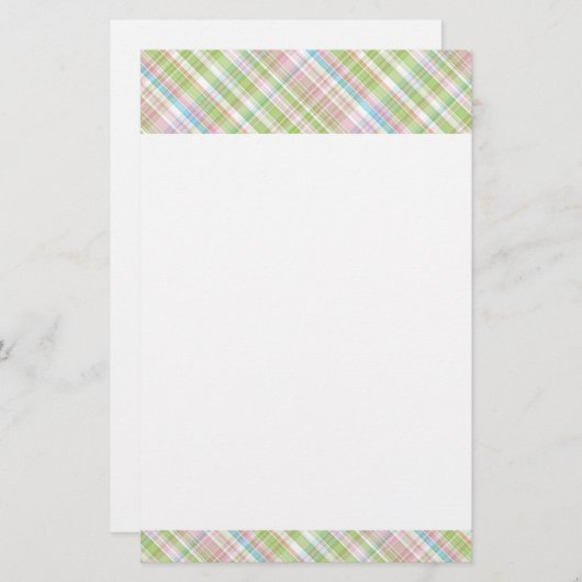 Papeterie Bleu clair Vert Doux Clouet rose Plaid Motif (Devant / Derrière)