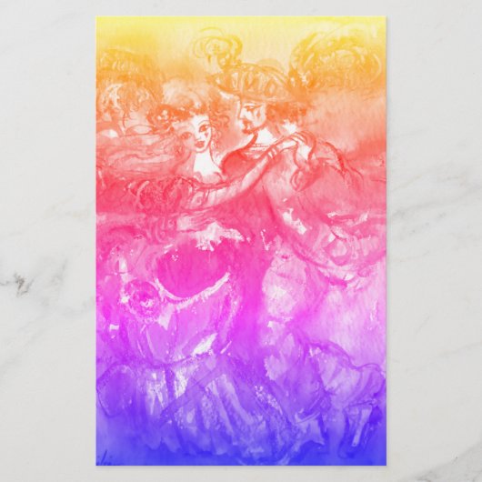 Papeterie Bleu de jaune de rose de danseurs de mascarade de (Devant)