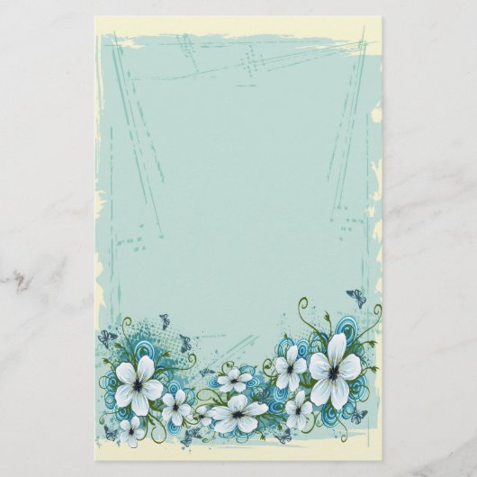 Papeterie Bleu d'été Floral & Papillons (Devant)