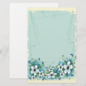 Papeterie Bleu d'été Floral & Papillons (Devant / Derrière)