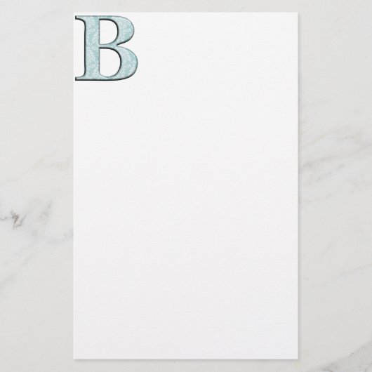 Papeterie Bleu Floral Damask Imprimer B monogramme initiales (Devant)