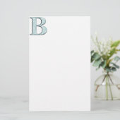 Papeterie Bleu Floral Damask Imprimer B monogramme initiales (Debout devant)