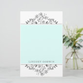 Papeterie Bleu floral simple tiré (Debout devant)