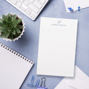 Papeterie Bleu foncé et blanc monogramme