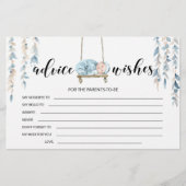 Papeterie Bleu mignon garçon boho baby shower conseils souha (Devant)