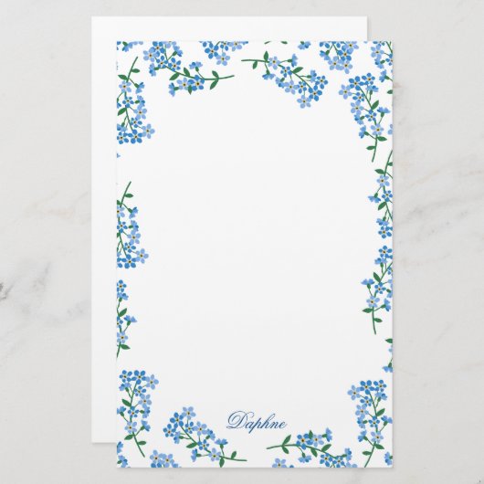 Papeterie Bleu Oubliez-moi pas cadre (Devant / Derrière)