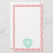 Papeterie Bleu + Professeur de corail de monogramme de (Devant / Derrière)