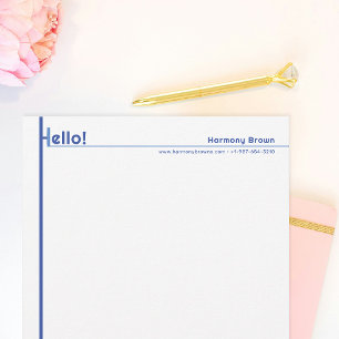 Papeterie Bleu Styled Hello Papier à lettres personnel