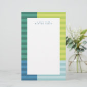 Papeterie Bleu vert rayures amusant cadre coloré personnalis (Debout devant)