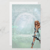 Papeterie bleue de fée de papillon (Devant / Derrière)