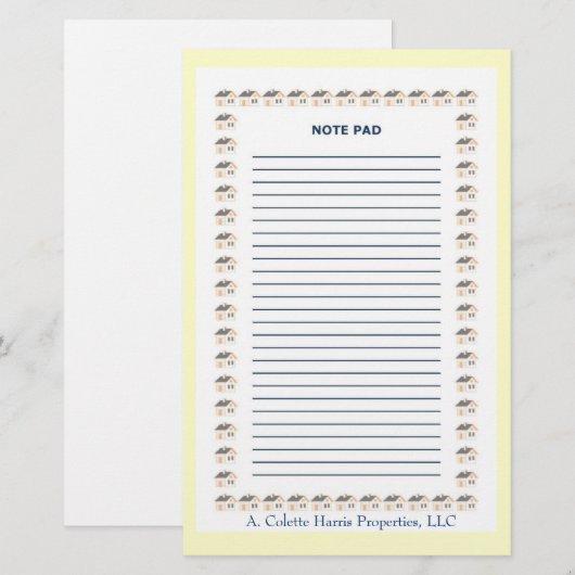 Papeterie Bloc-notes - Conception 1 (Devant / Derrière)