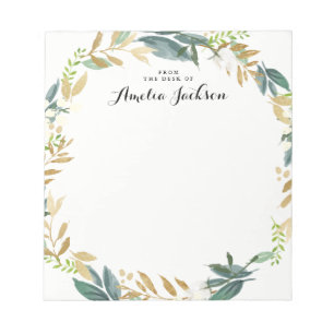 Papeterie Bloc-Notes Personnalisé Couronne Florale