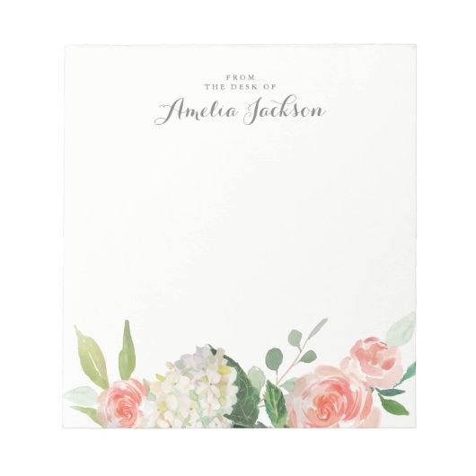 Papeterie Bloc-Notes Personnalisé Fleurs Roses (Devant)